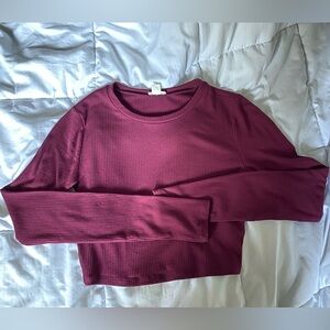 Garage Ribbed Cropped Long Sleeve Top